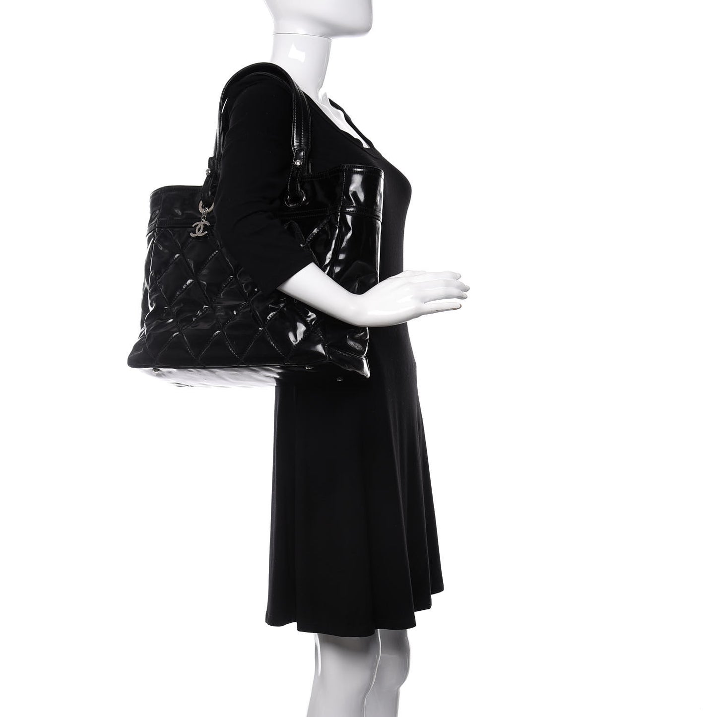 Vinyl Quilted Large Paris Biarritz Tote Black