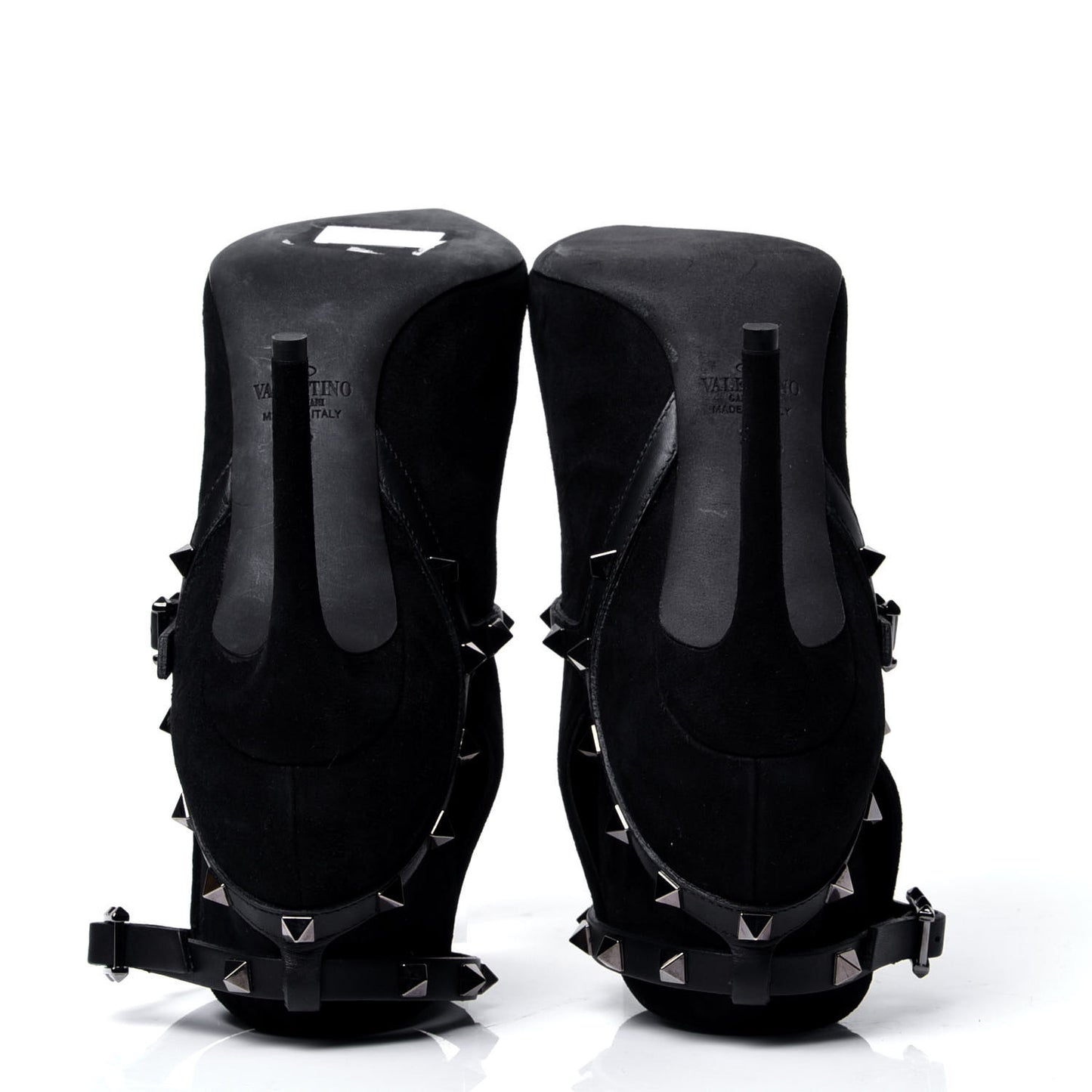 Suede Rockstud Double Buckle 100mm Ankle Boots 37 Black