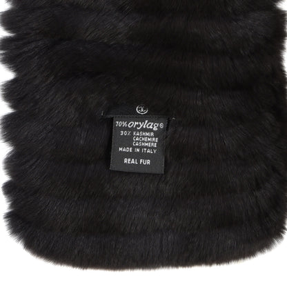 Chanel Orylag Rabbit Fur CC Scarf Black Grey 3 of 3
