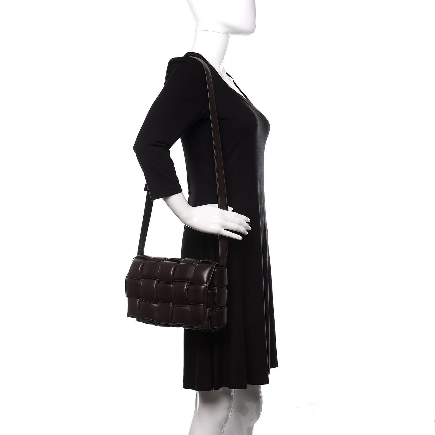 Nappa Maxi Intreccio Padded Cassette Crossbody Bag Fondente
