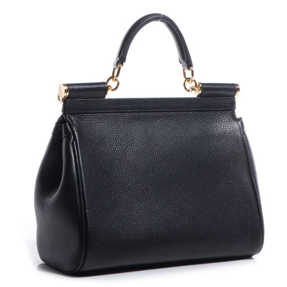 Dolce & Gabbana Grained Deerskin Small Miss Sicily Satchel Black 3 of 7