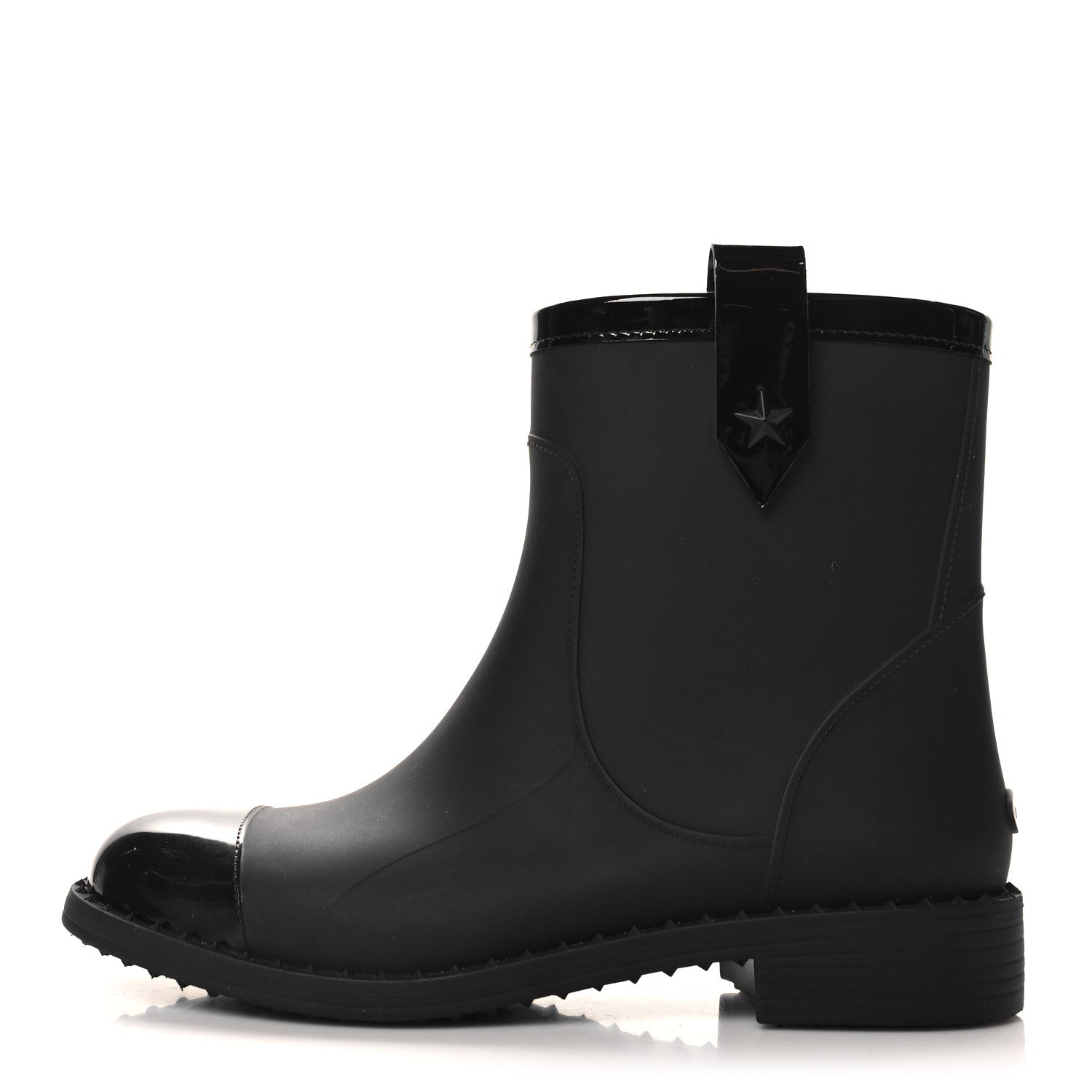 Jimmy Choo Rubber Patent Rain Ankle Boots 40 Black 1 of 8