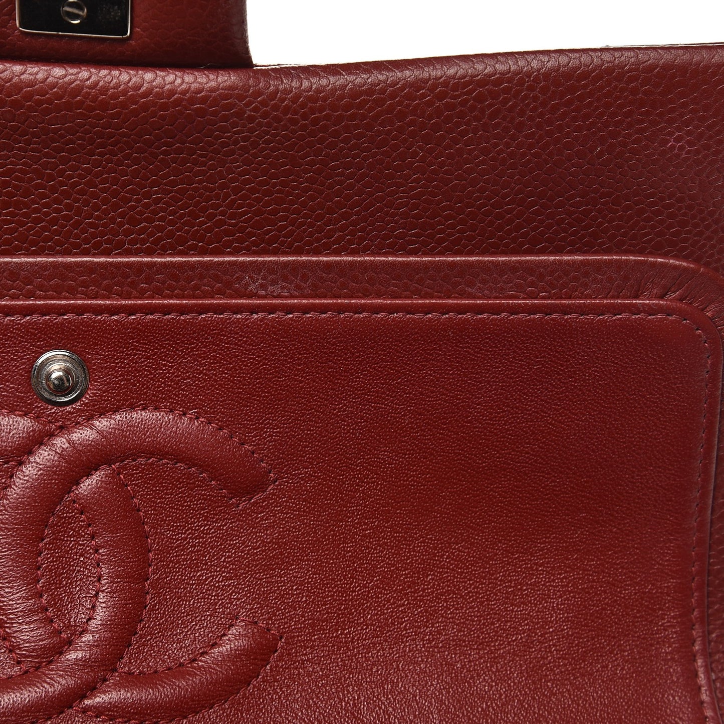Caviar Quilted Medium Double Flap Dark Red
