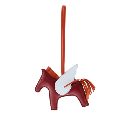 Hermes Milo Lambskin Grigri Rodeo Pegase Horse Bag Charm MM Rouge Grenat Cornaline Bleu Brume 1 of 5