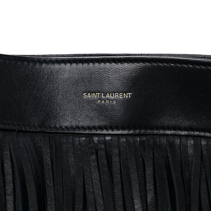 Saint Laurent Suede Calfskin Large Grace Fringed Hobo Bag Rope Black 11 of 11