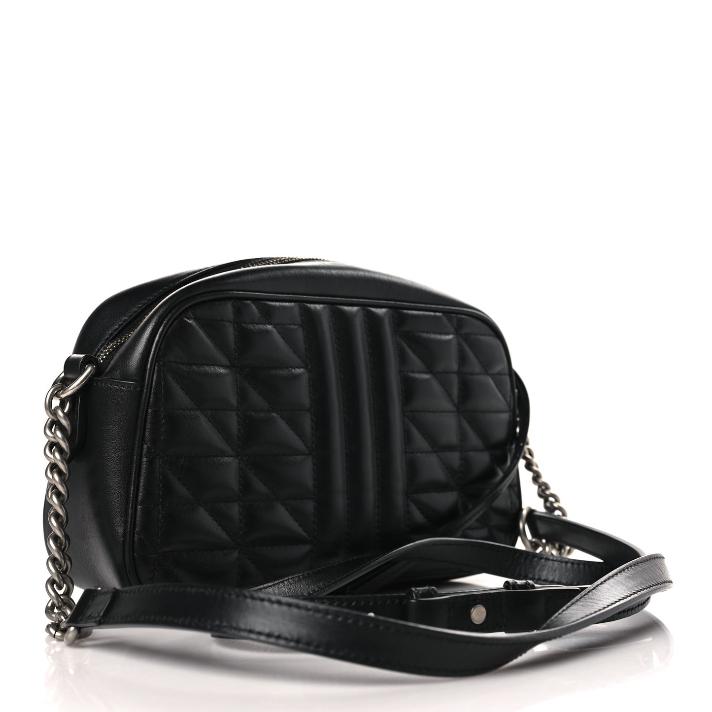 Calfskin Matelasse Aria Small GG Marmont Chain Shoulder Bag Black