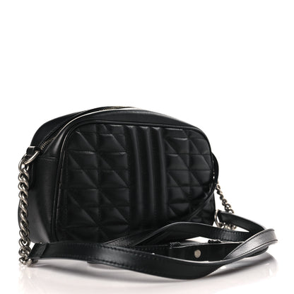Gucci Calfskin Matelasse Aria Small GG Marmont Chain Shoulder Bag Black 3 of 9