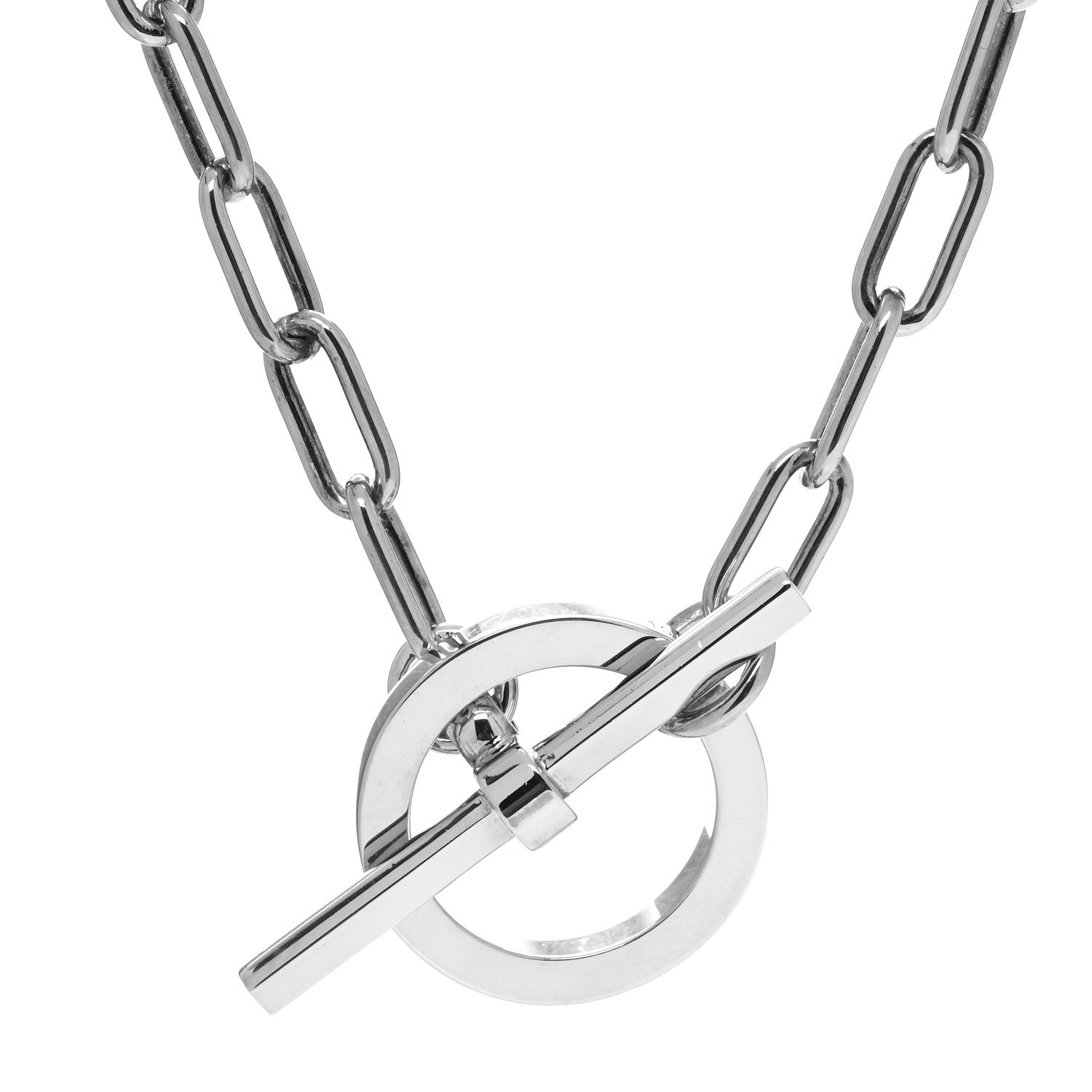 Hermes Sterling Silver Chain Toggle Necklace 3 of 6