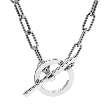 Hermes Sterling Silver Chain Toggle Necklace 3 of 6