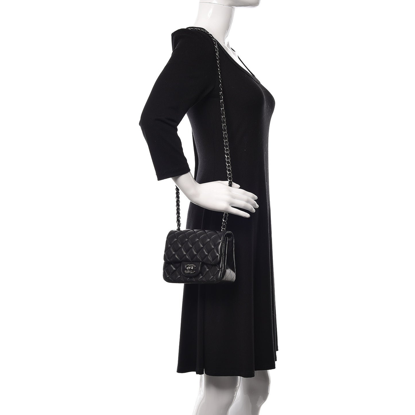 Lambskin Quilted Mini Square Flap Black