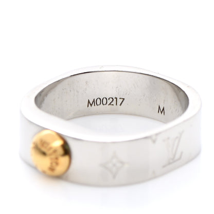 Louis Vuitton Brass Monogram Engraved Nanogram Ring M Palladium 5 of 5