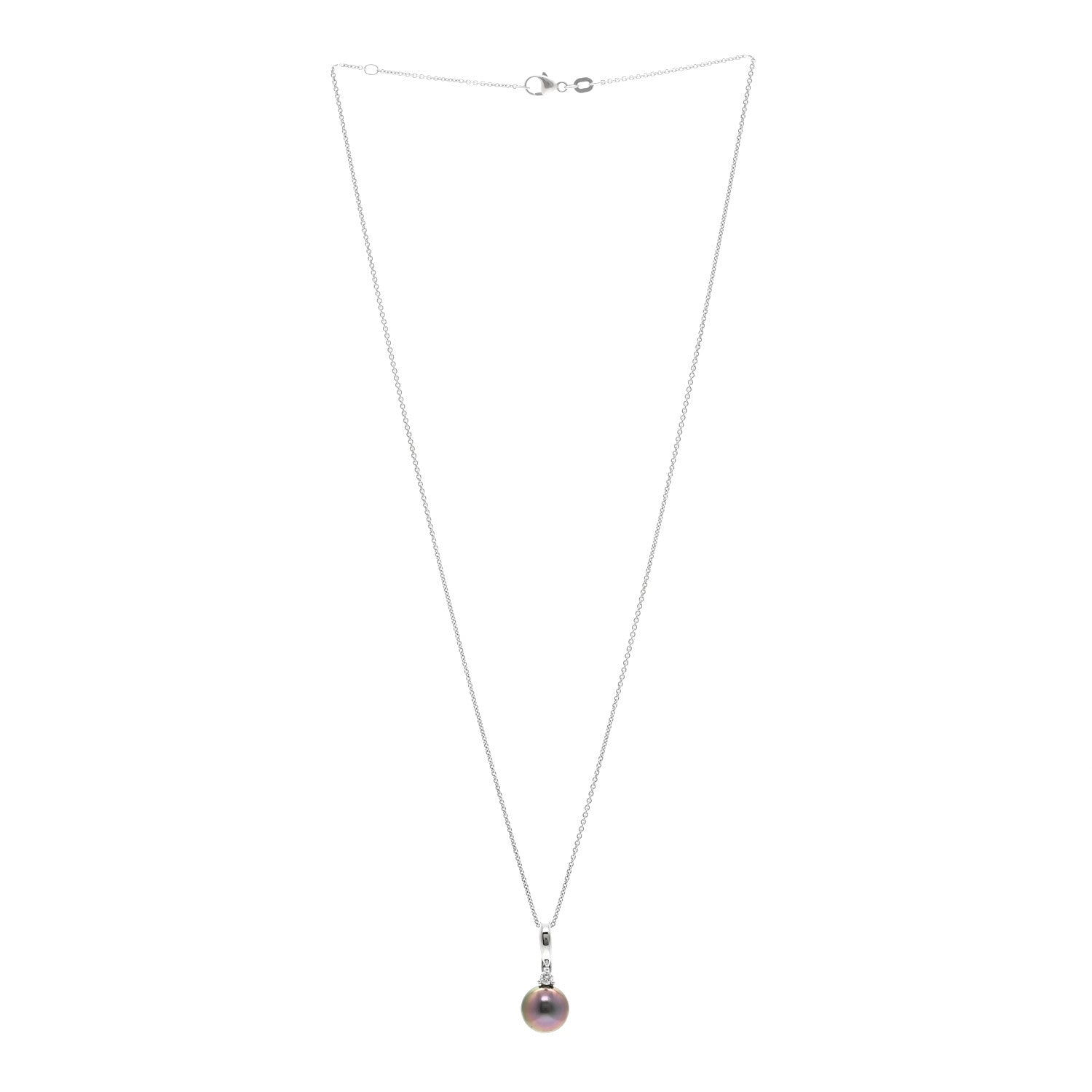 Parker & West by FASHIONPHILE 14k 18K White Gold Diamond Tahitian Cultured Pearl 9.5-10mm Drop Pendant Necklace 3 of 4