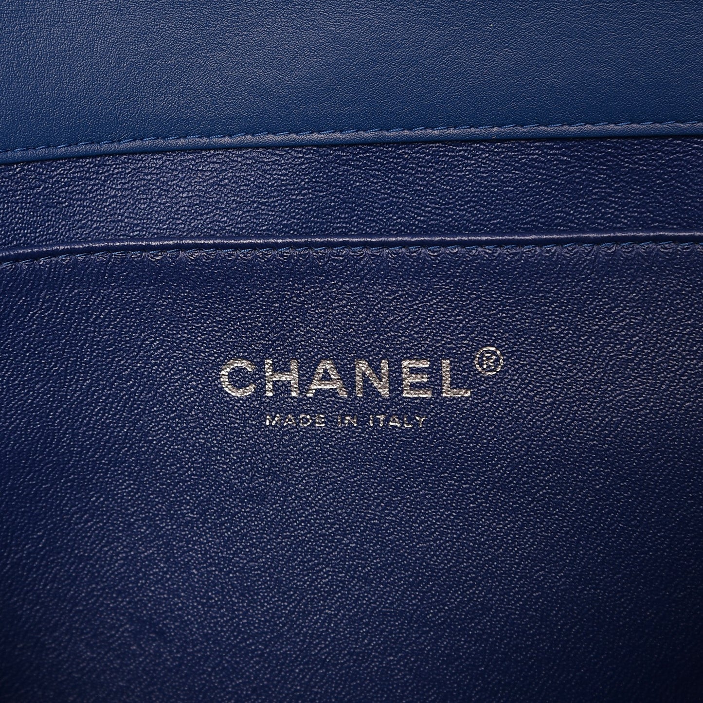 Patent Quilted Clutch with Chain Flap Blue Roi