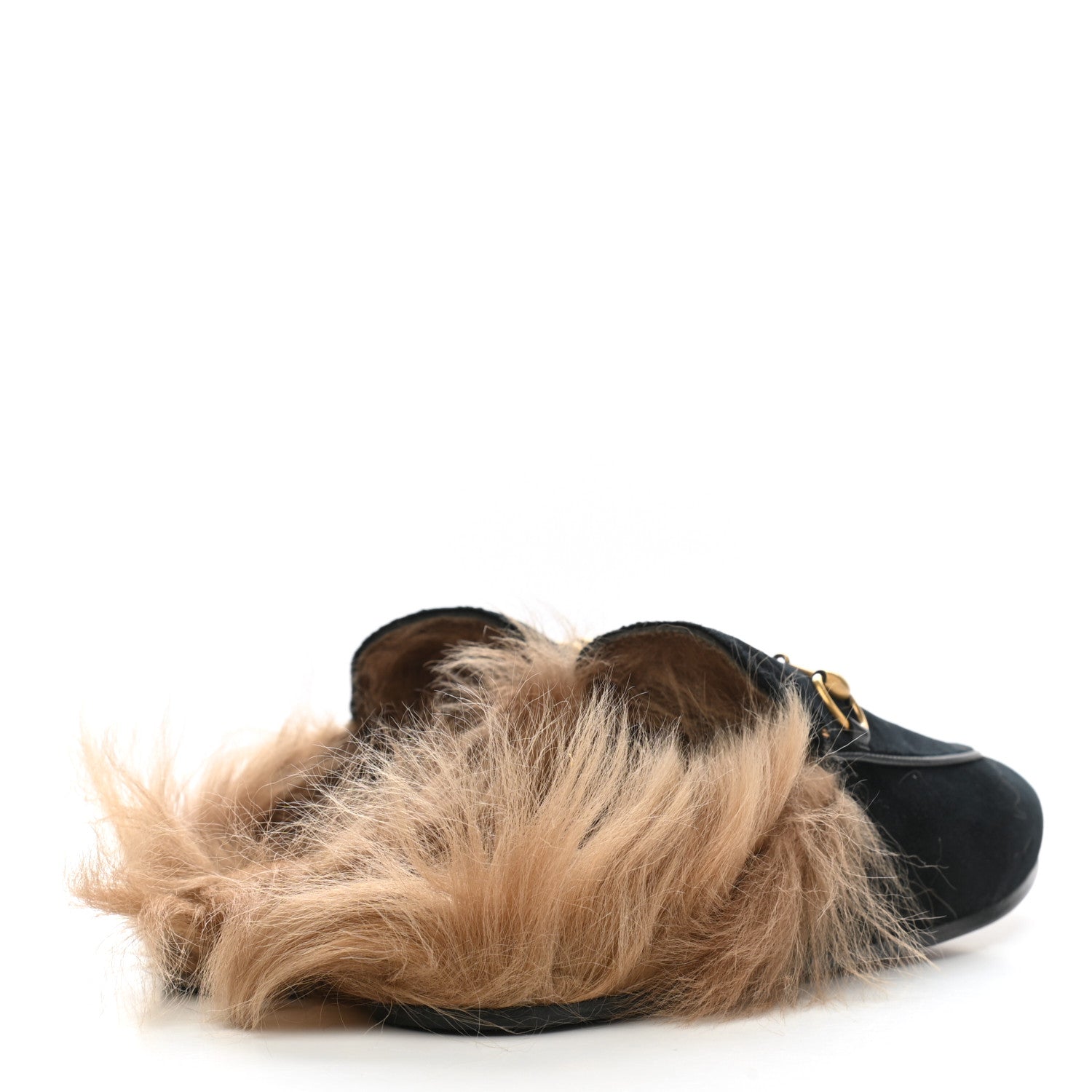 Gucci Velvet Fur Womens Princetown Slippers 35 Black 4 of 8