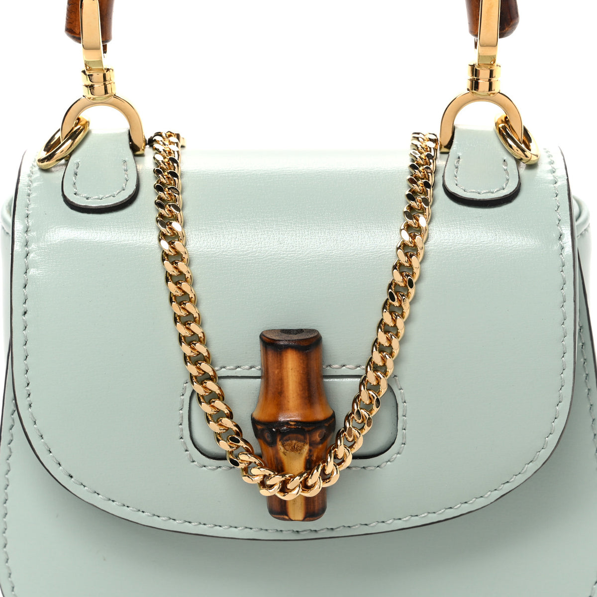 Gucci Boarded Dyana Lux Nano Bamboo 1947 Top Handle Chain Bag Salvy Green 8 of 11