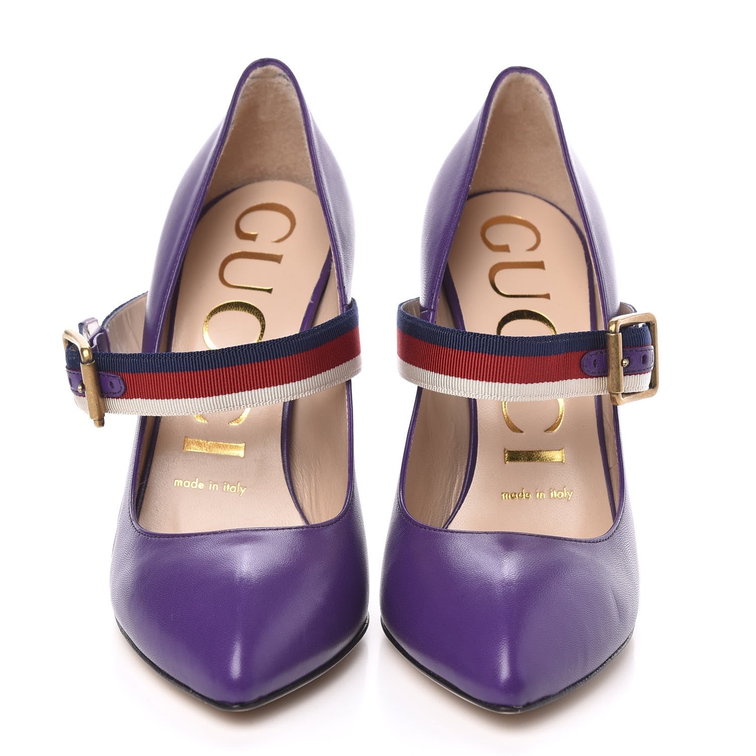 Gucci Malaga Kid Sylvie High Heel Pumps 36.5 Shine Purple 2 of 9