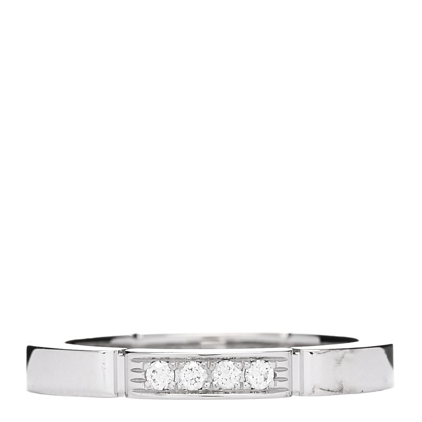 18K White Gold Diamond Maillon Panthere Wedding Band Ring 49 5