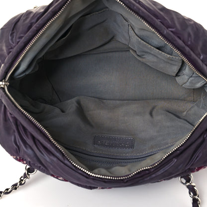 Chanel Nylon Quilted Tweed Stitch Bubble Camera Case Purple 4 of 15