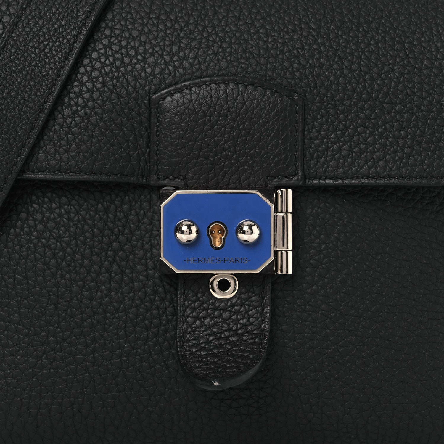 Hermes Togo Laque Sac A Depeches 21 Messenger Bag Black Bleu France 8 of 13