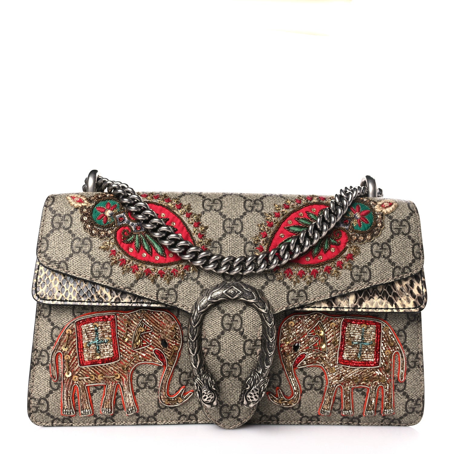 Gucci GG Supreme Monogram Elaphe Elephant Embroidered Small Dionysus Shoulder Bag 1 of 9