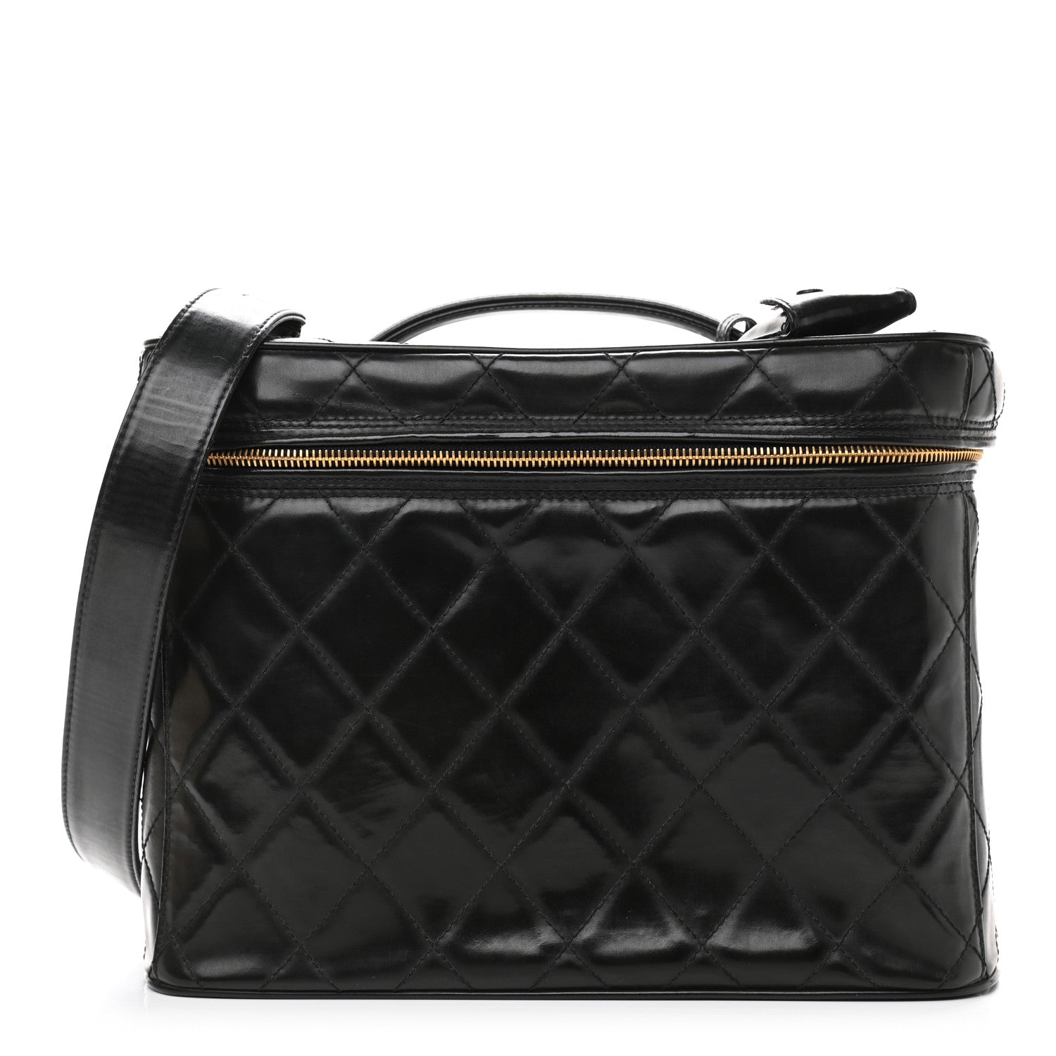 Chanel Patent Quilted CC Vanity Cosmetic Case Black 1 of 14
