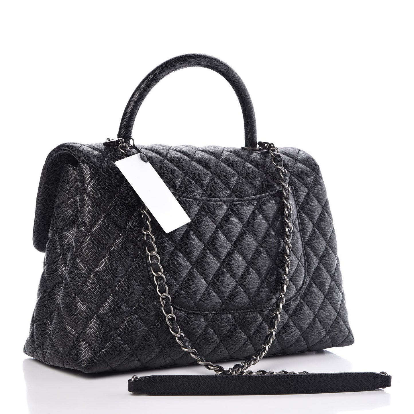 Caviar Quilted Medium Coco Handle Flap Black