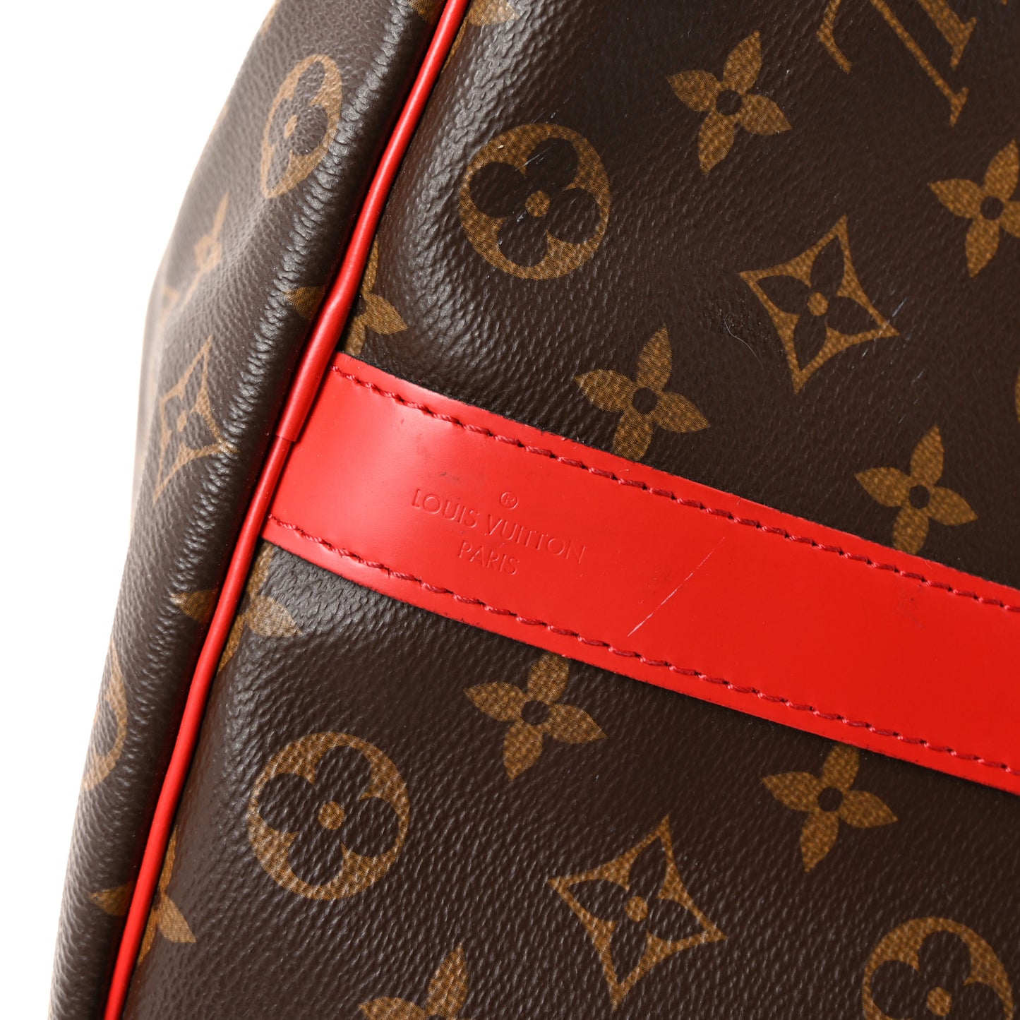 Calfskin Monogram Keepall Bandouliere 50 Coquelicot