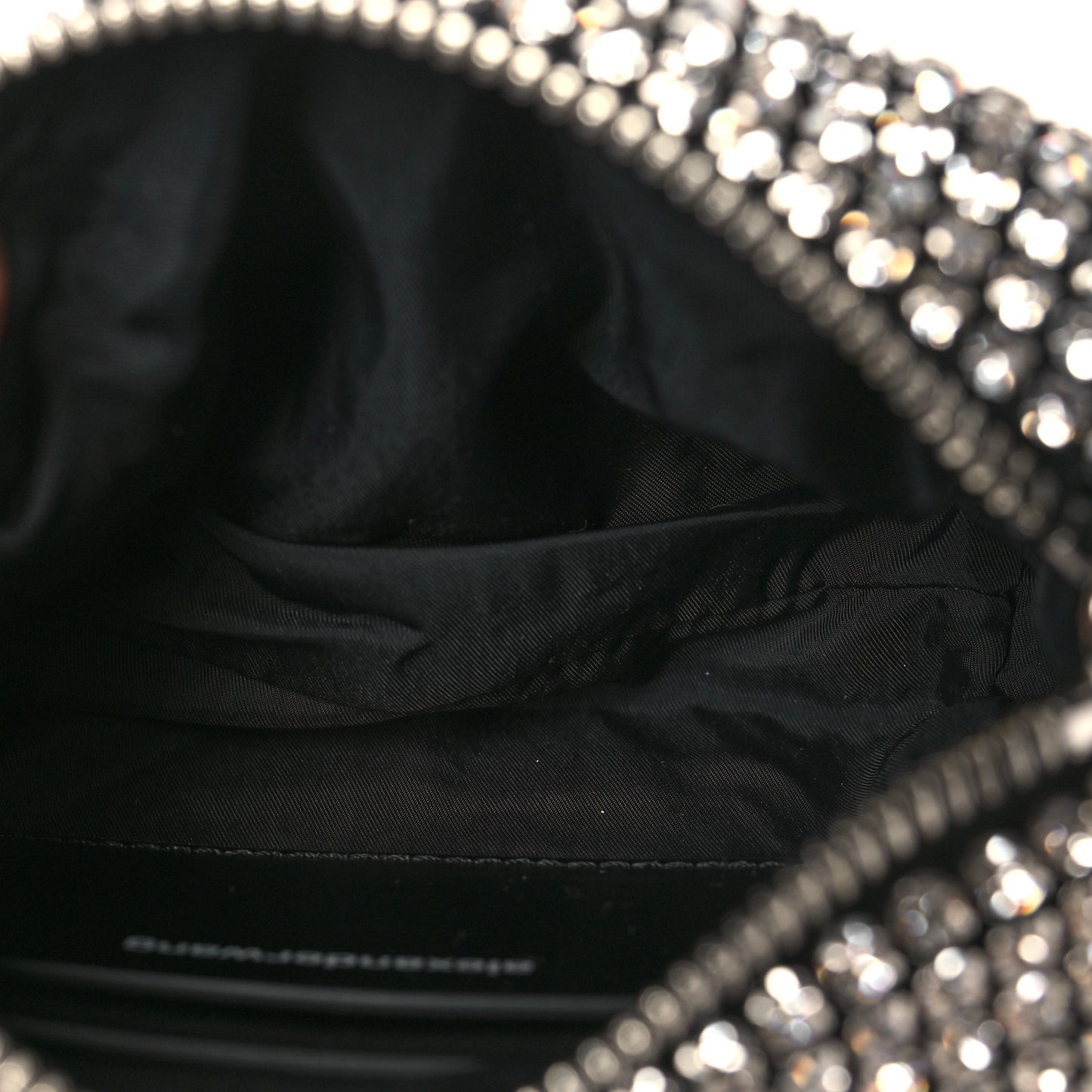 Mesh Crystal Rhinestone Mini Heiress Pouch Black Silver