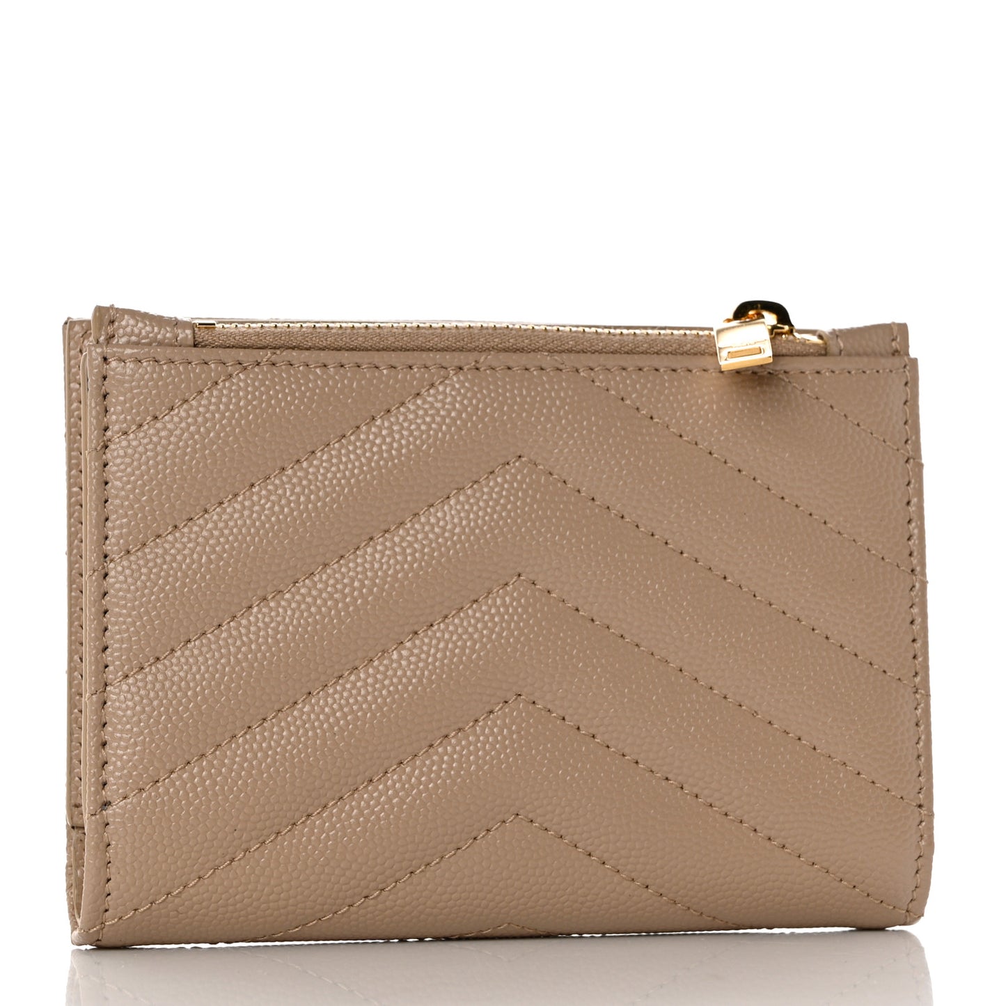 Grain De Poudre Matelasse Chevron Monogram Zipped Two-Part Wallet Dark Beige