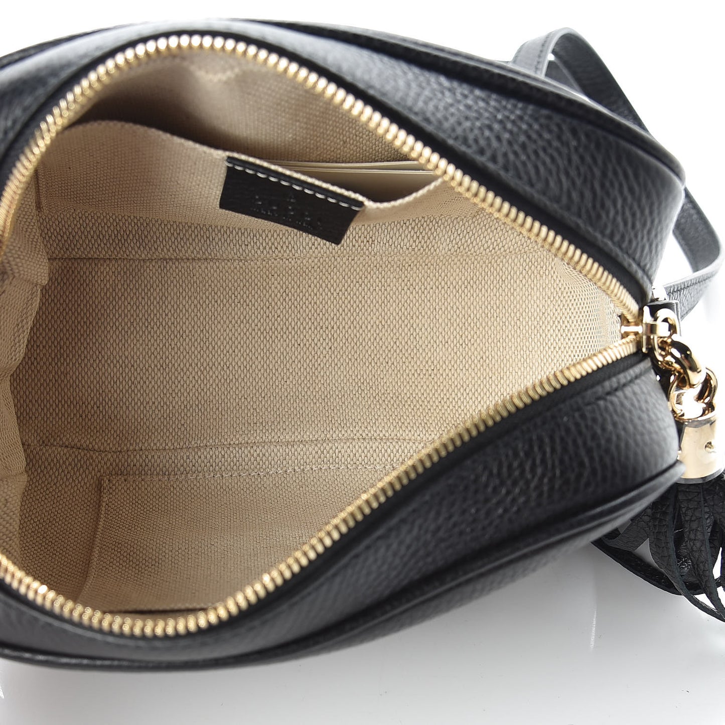Pebbled Calfskin Small Soho Disco Bag Black