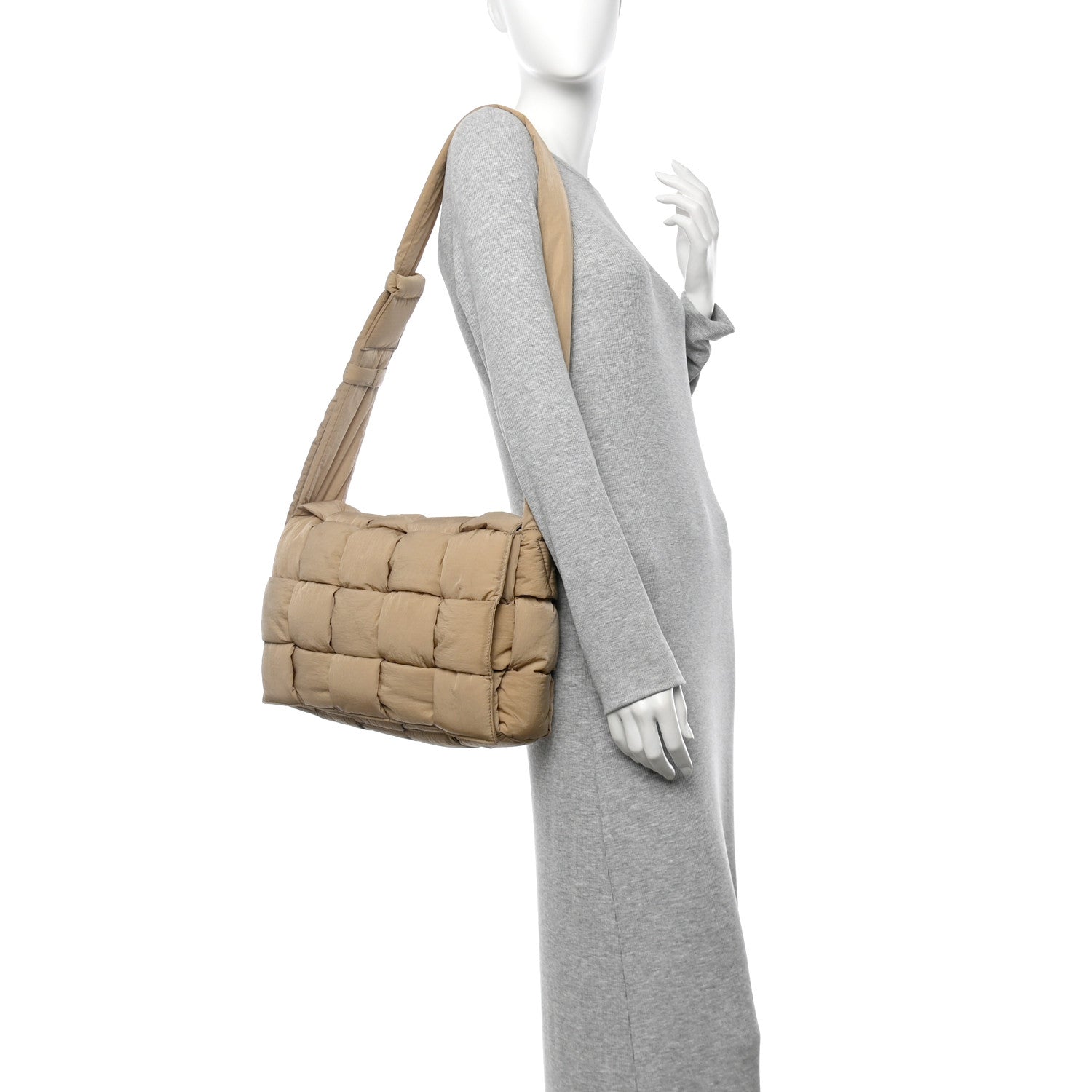 Bottega Veneta Nylon Intrecciato Padded Tech Maxi Cassette Bag Sesame 2 of 10