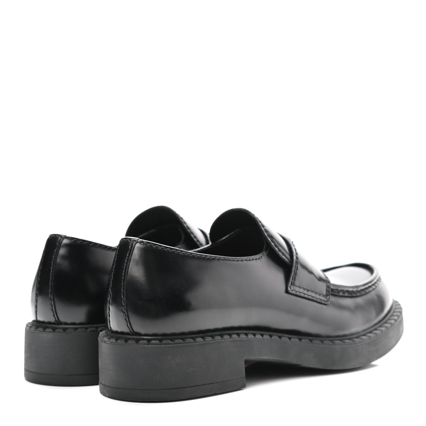 Spazzolato Metal Triangle Logo Mens 35mm Loafers 7.5 Black