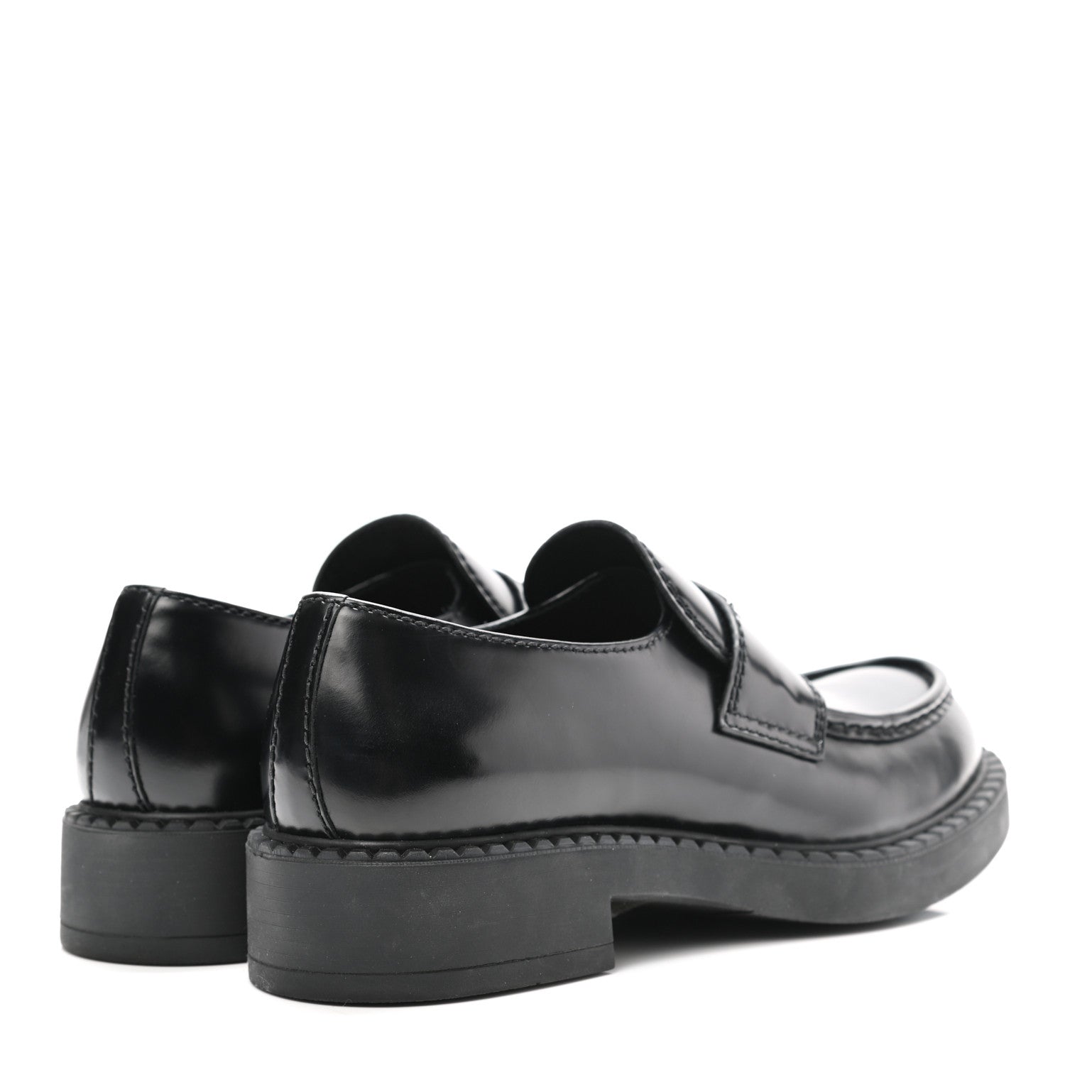 Prada Spazzolato Metal Triangle Logo Mens 35mm Loafers 7.5 Black 4 of 10