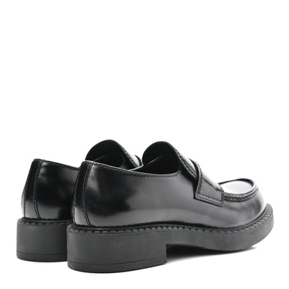 Prada Spazzolato Metal Triangle Logo Mens 35mm Loafers 7.5 Black 4 of 10