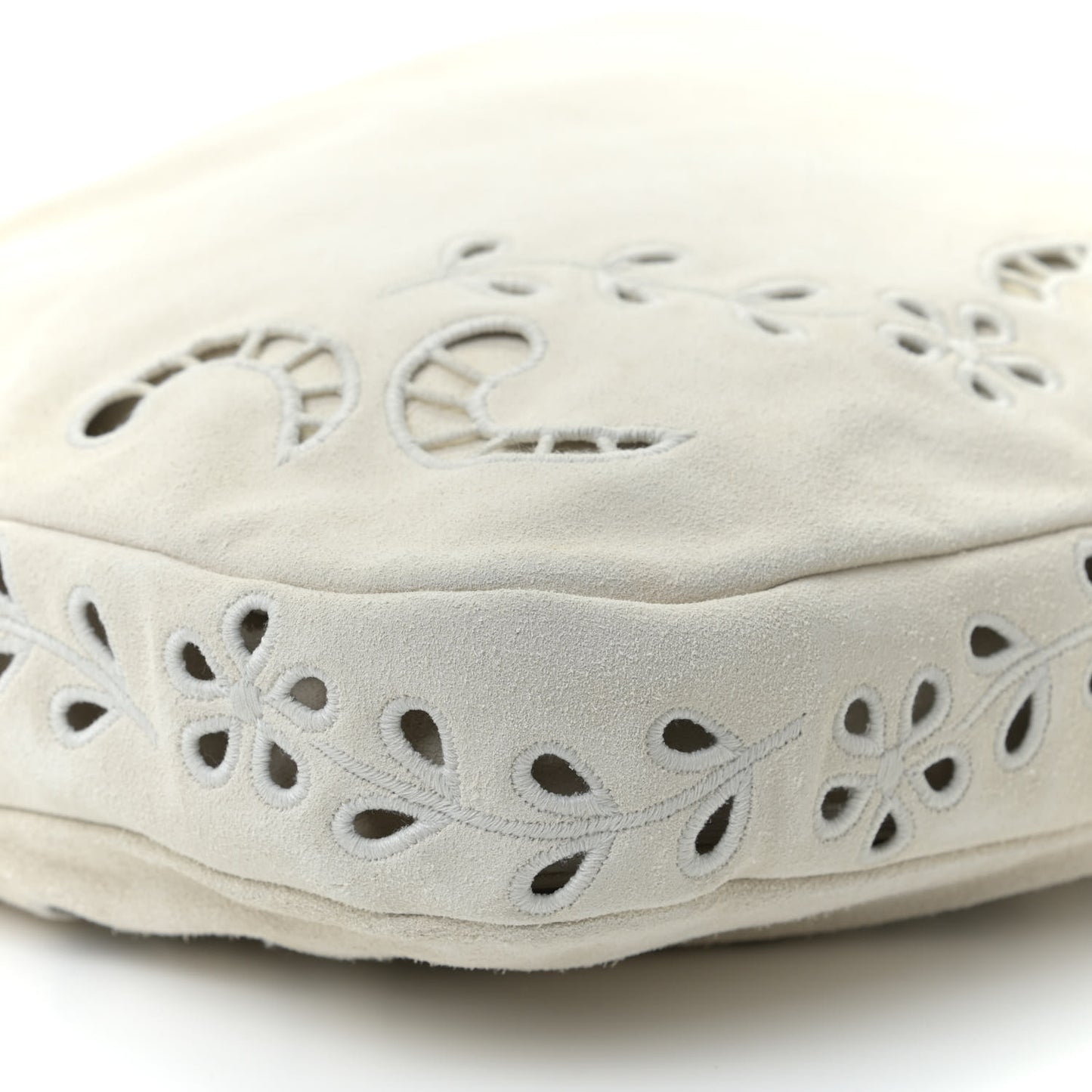 Suede Embroidered Flap White