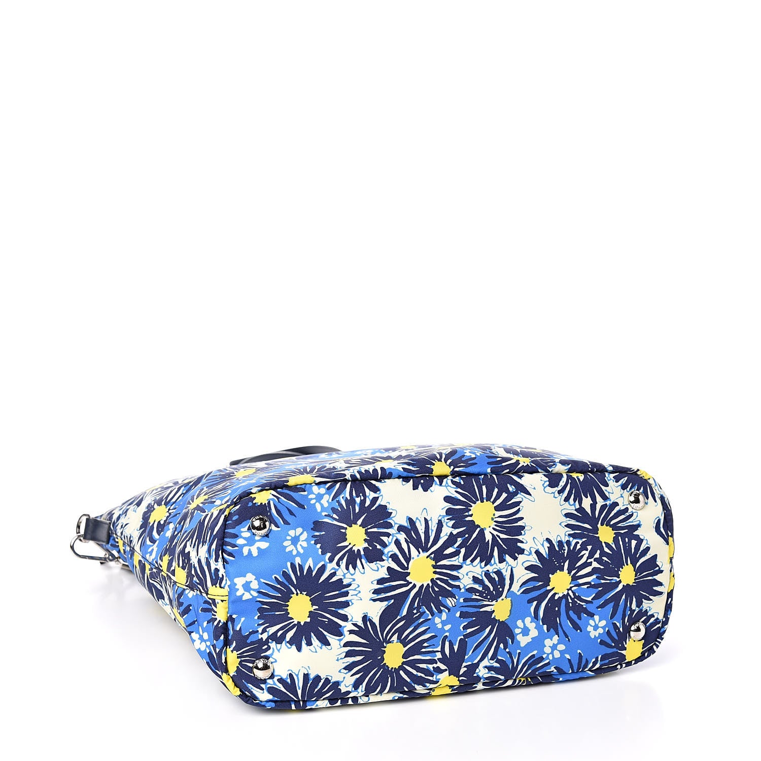 Prada Tessuto Nylon Saffiano Floral Print Tote Bluette Dis Primule 4 of 10