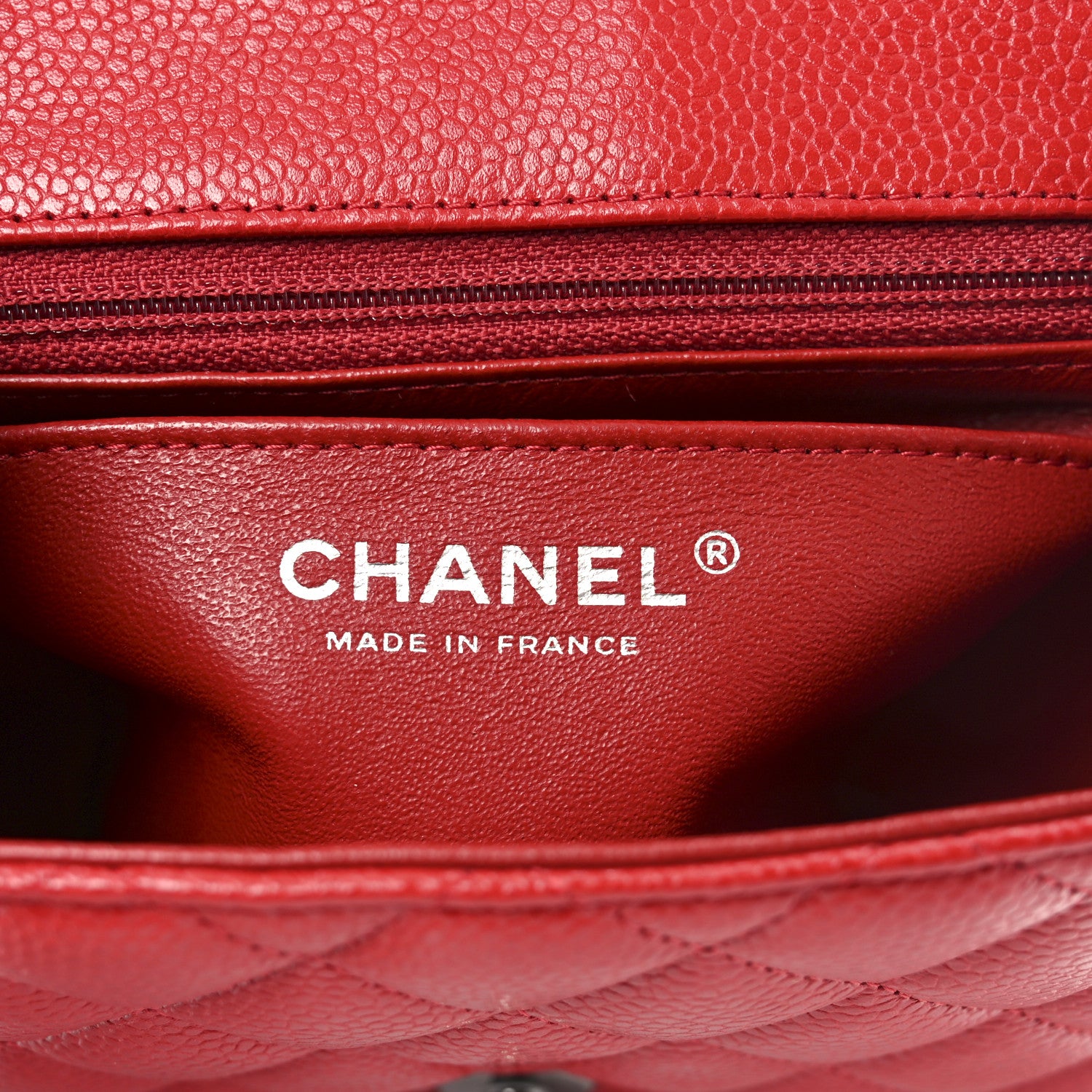 Chanel Caviar Quilted Mini Square Flap Red 6 of 11