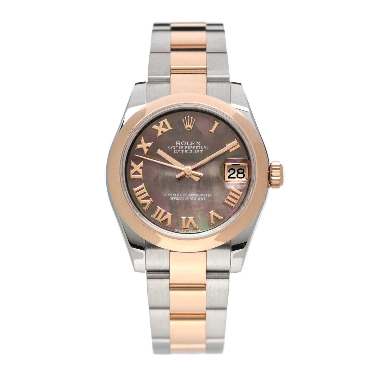 Rolex Stainless Steel 18K Everose Gold Black Mother of Pearl 31mm Oyster Perpetual Datejust Watch 178241 1 of 6