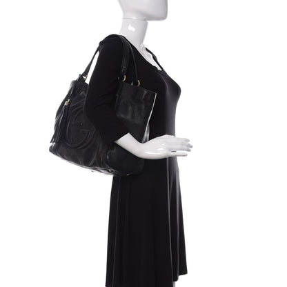 Gucci Pebbled Calfskin Medium Soho Shoulder Bag Black 2 of 11