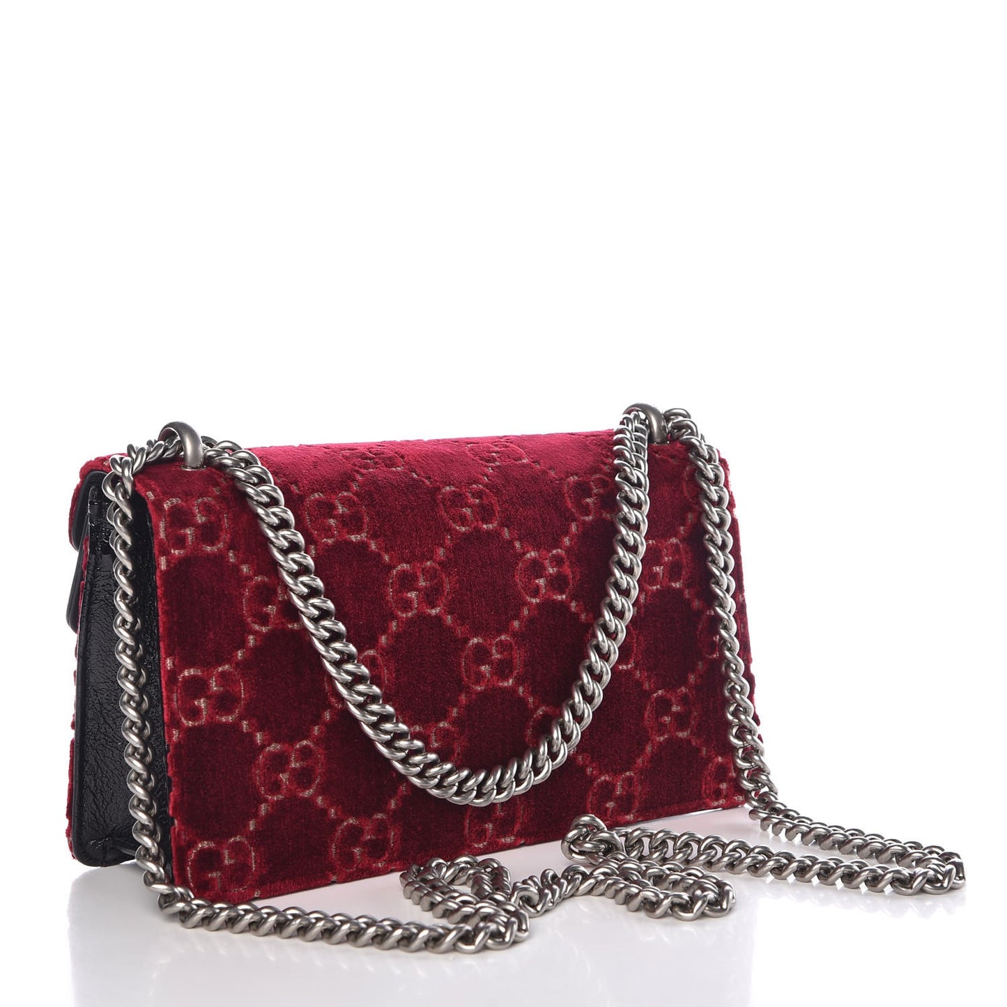Velvet Skipper Crystal GG Monogram Small Dionysus Shoulder Bag Red Cipria Black Black Diamond