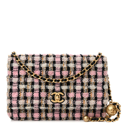 Chanel Tweed Quilted CC Pearl Crush Wallet On Chain WOC Pink Multicolor 1 of 12