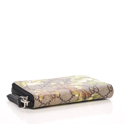 Gucci GG Supreme Monogram Blooms Zip Around Card Case Wallet Beige New Military Black 4 of 7