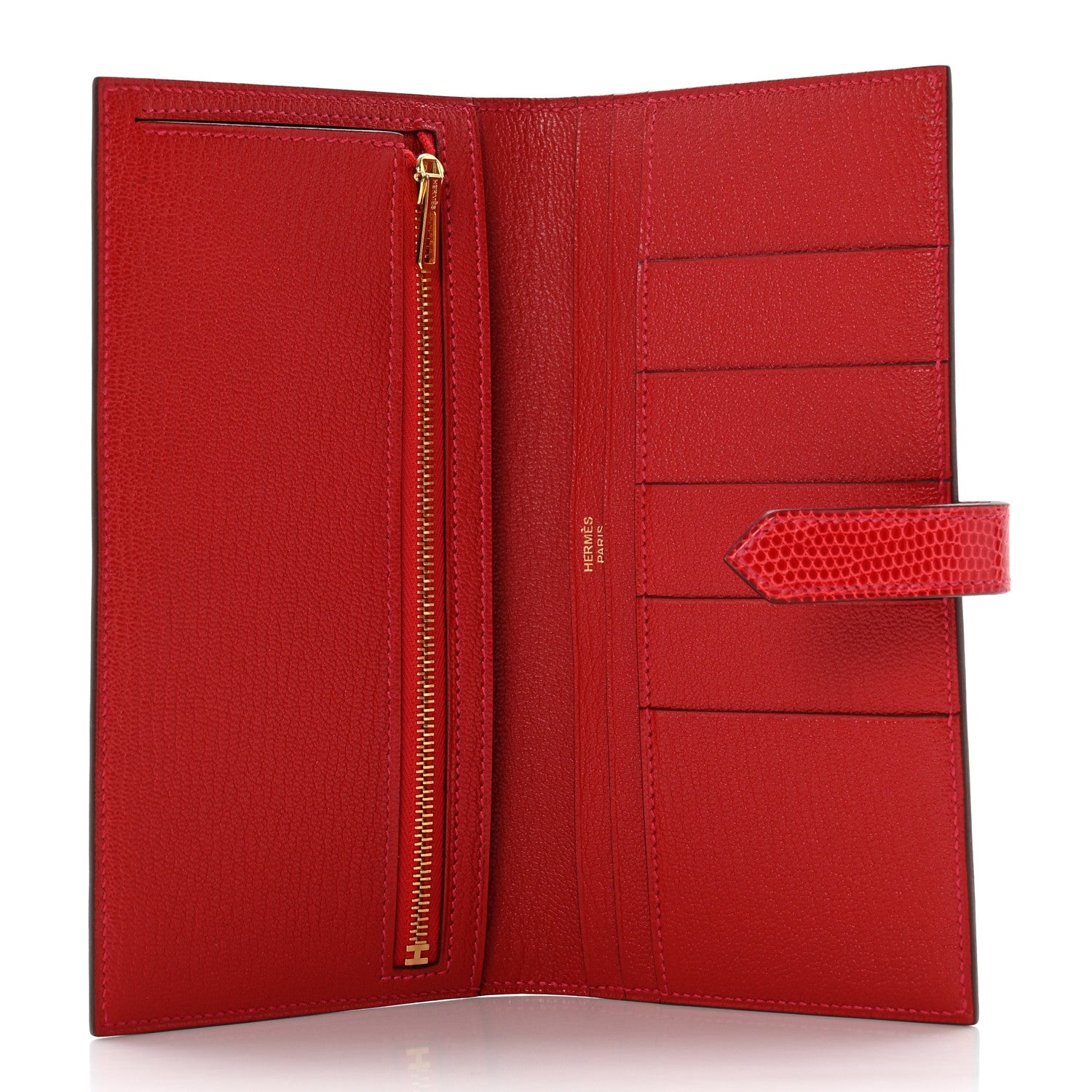 Hermes Lizard Bearn Gusset Wallet Rose Extreme 5 of 7
