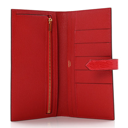 Hermes Lizard Bearn Gusset Wallet Rose Extreme 5 of 7