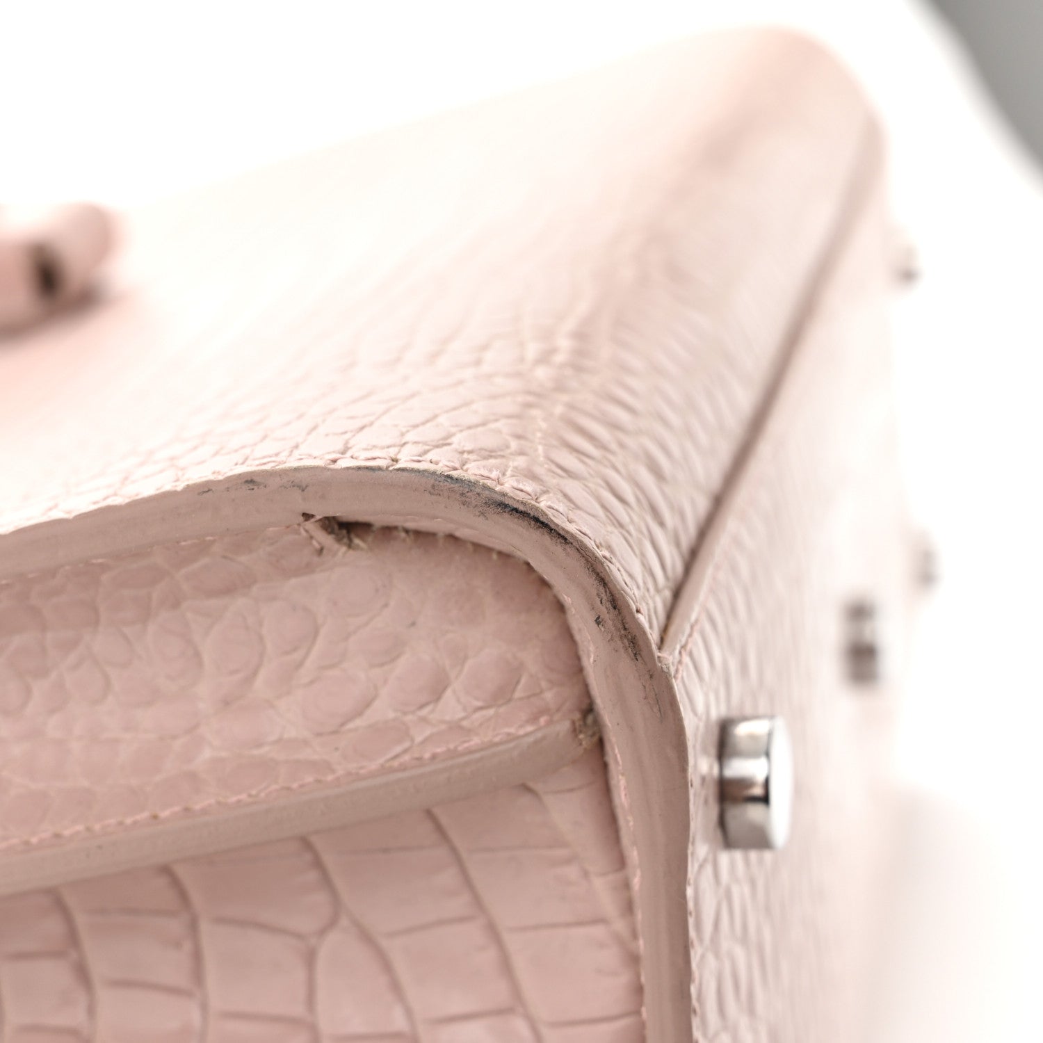 Saint Laurent Calfskin Crocodile Embossed Baby Sac De Jour Rose Antic 14 of 18