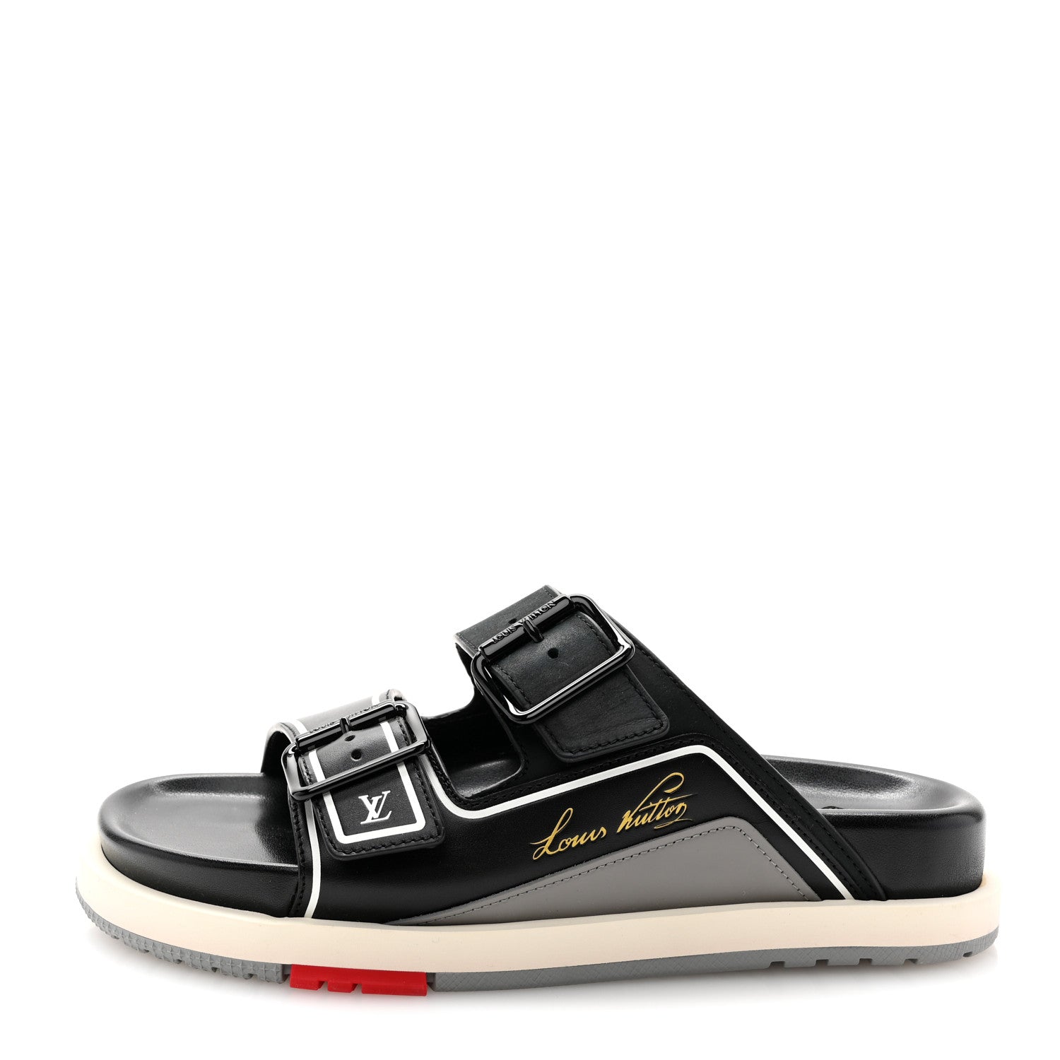 Louis Vuitton Mix Materials Mens LV Script Trainer Mules 5 Black Multicolor 1 of 12