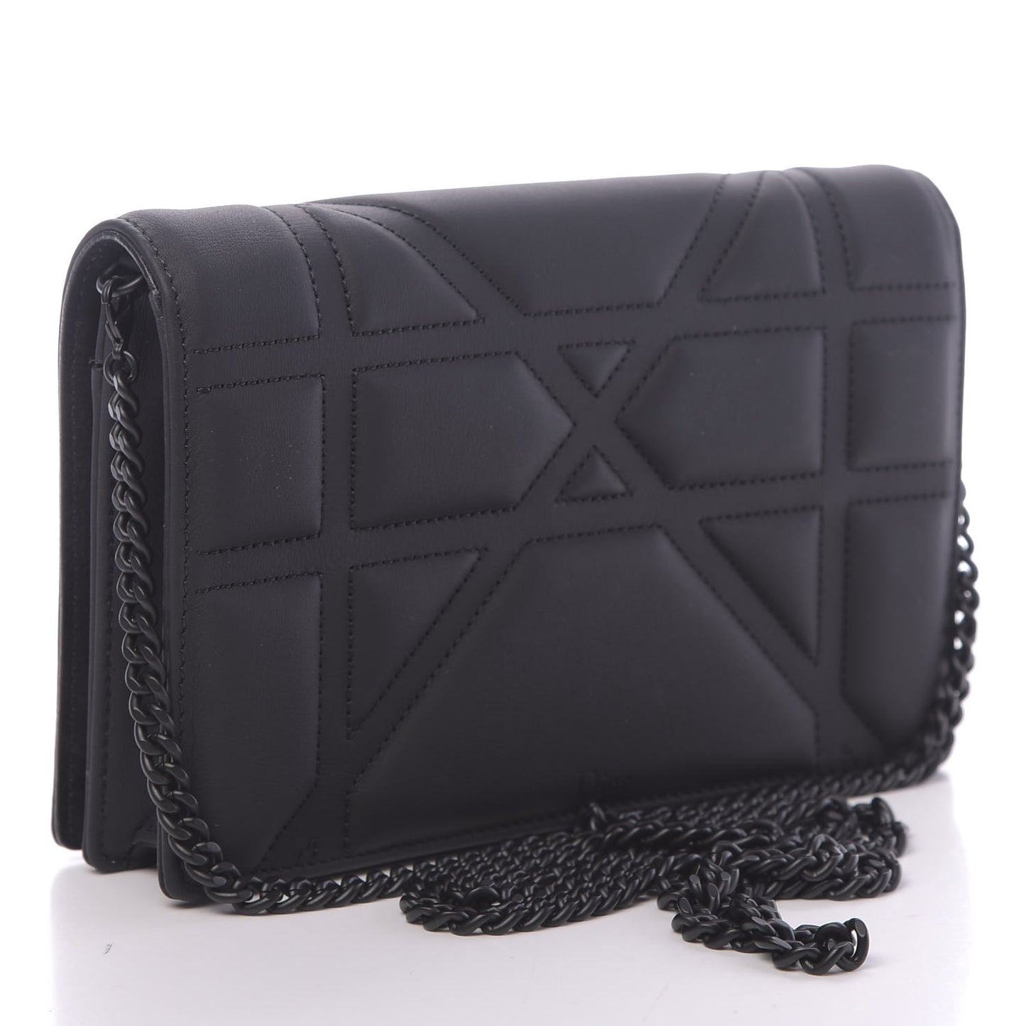 Ultra Matte Calfskin Diorama Wallet on Chain Pouch Black