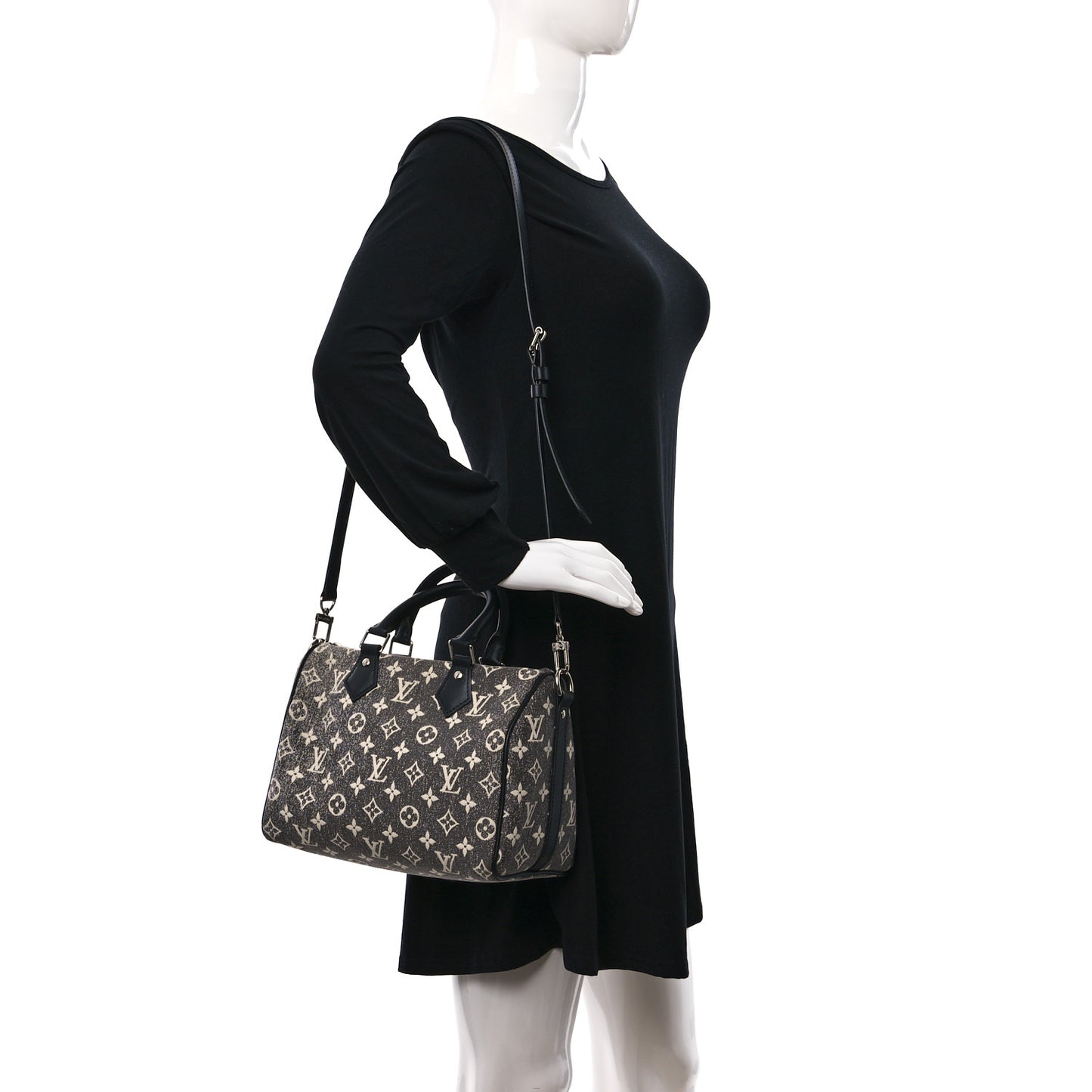 Denim Monogram Jacquard Speedy Bandouliere 25 Black