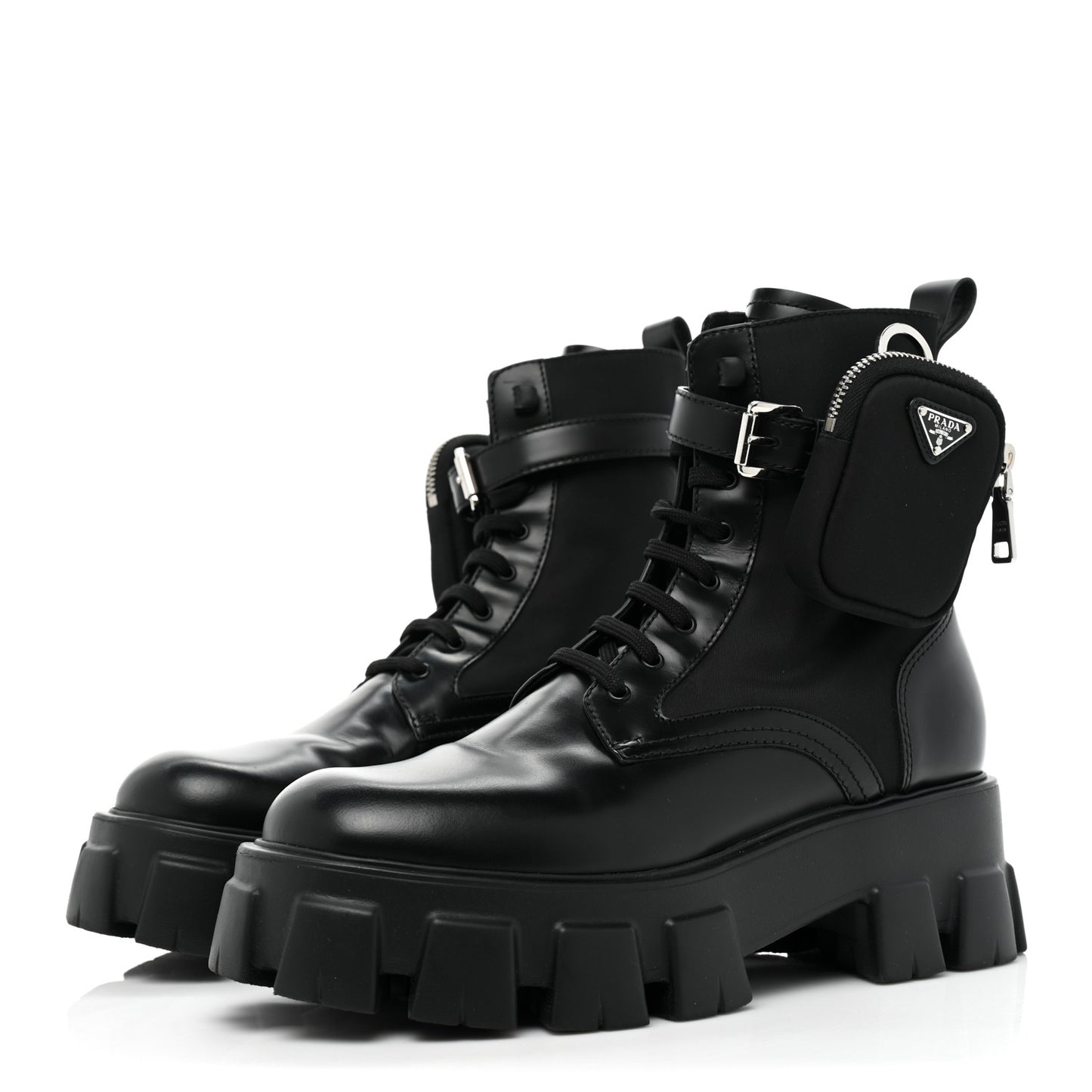 Spazzolato Rois Re-Nylon Metal Triangle Logo Monolith Pouch Pocket 55mm Boots 40.5 Black