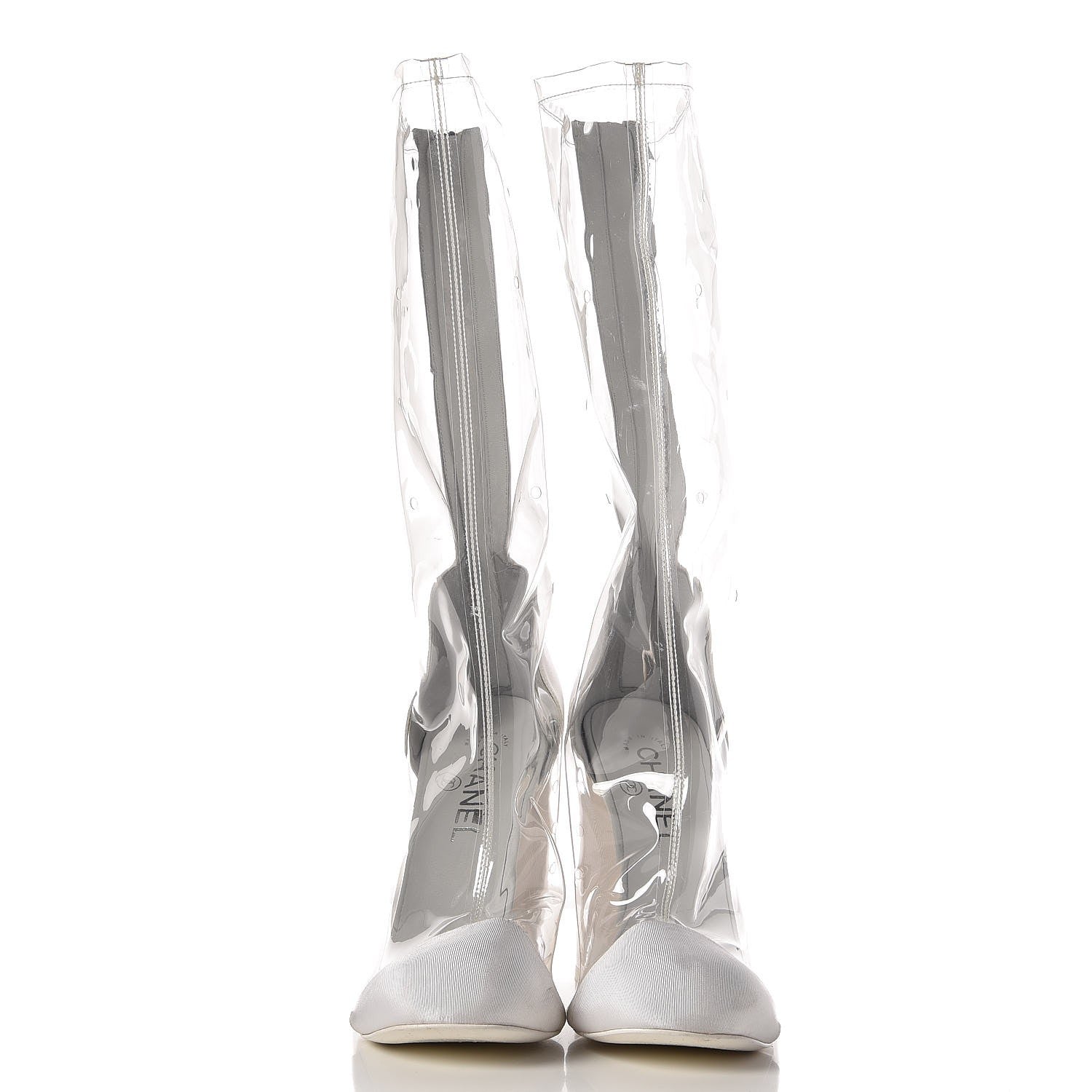 Chanel PVC Grosgrain High Boots 39 Transparent White 2 of 11